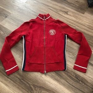 Tommy Hilfiger Denim vintage Red full zip mock neck sweater size small